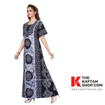 Blue White Circles, Hand Dyed Batik, 100% Cotton Night Gown - NG023 image 4