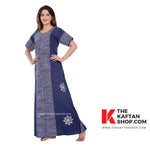 Navy Blue, Hand Dyed Batik, 100% Cotton Night Gown - NG011 image 3