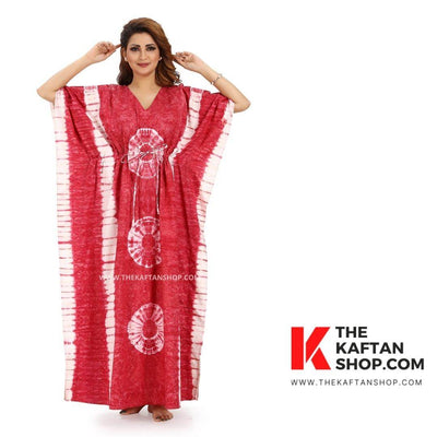 Pink Round Tie-Dye, Hand Dyed Batik, 100% Cotton Kaftan - K090