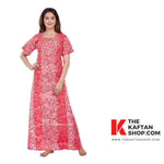Pink Flowers, Hand Dyed Batik, 100% Cotton Night Gown - NG031 image 1
