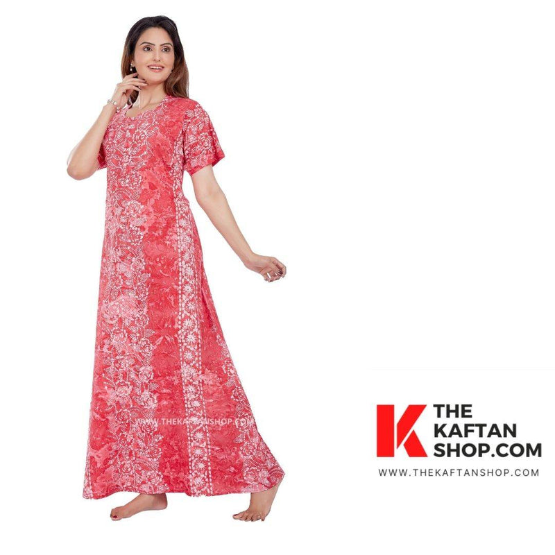 Pink Flowers, Hand Dyed Batik, 100% Cotton Night Gown - NG031 image 3
