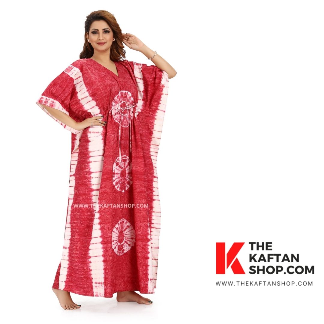 NG-090R Kaftan for Women in Pure Cotton with Hand Batik 