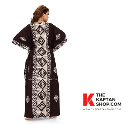 Brown Diamond Design Hand Dyed Batik 100% Cotton Kaftan | The Kaftan Shop