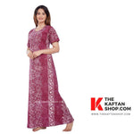Wine Flowers, Hand Dyed Batik, 100% Cotton Night Gown - NG030 image 3