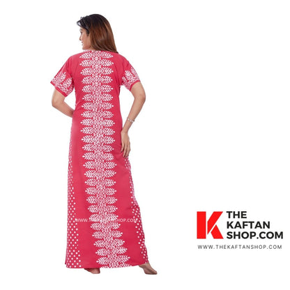 Hand-Dyed Hot Pink Batik 100% Cotton Night Gown - The Kaftan Shop