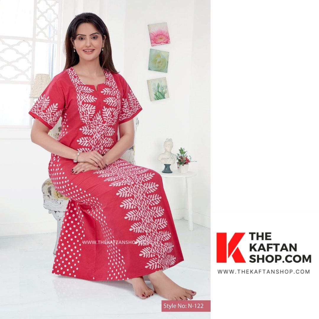 Hot Pink Batik Hand-Dyed 100% Cotton Night Gown | The Kaftan Shop