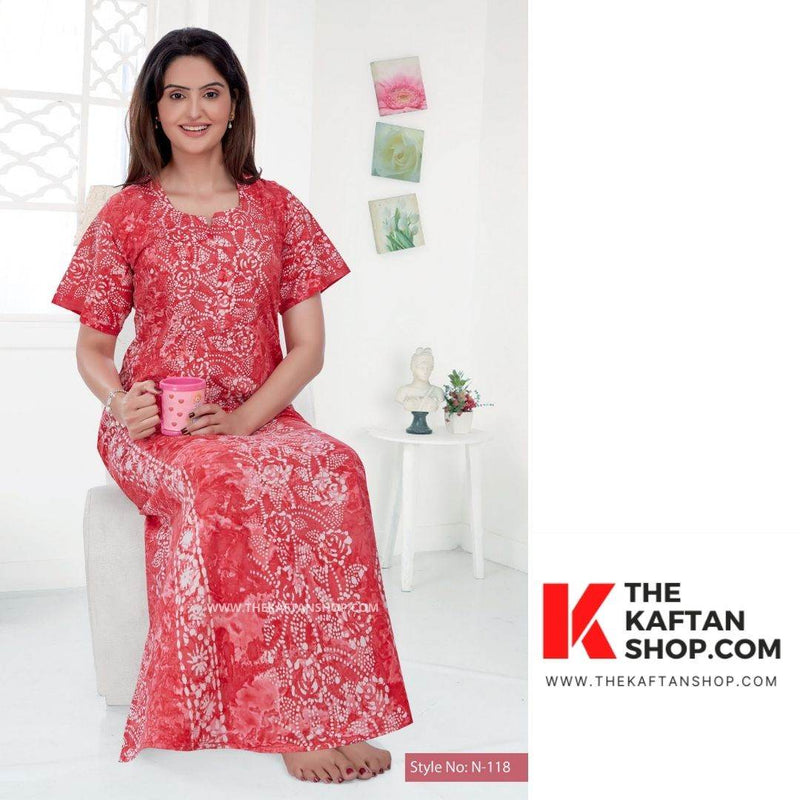 Pink Flowers, Hand Dyed Batik, 100% Cotton Night Gown - NG031 image 5