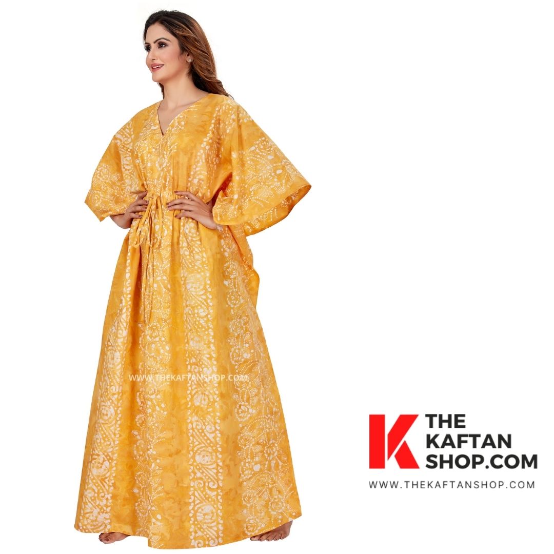 Thekaftanshop's Premium Cotton Kaftan in Pastel Yellow