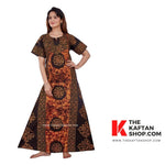 Brown Black Circles, Hand Dyed Batik, 100% Cotton Night Gown - NG022 image 1