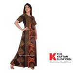 Brown Black Circles, Hand Dyed Batik, 100% Cotton Night Gown - NG022 image 2