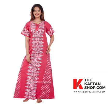 NG003 - Hot Pink, Hand Dyed Batik, 100% Cotton Night Gown - thekaftanshop.com
