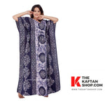 Blue White Circles, Hand Dyed Batik, 100% Cotton Kaftan - K023 - image 3