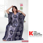 Blue White Circles, Hand Dyed Batik, 100% Cotton Kaftan - K023 - image 6