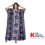 Blue White Circles, Hand Dyed Batik, 100% Cotton Kaftan - K023 - image 2