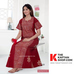Chilly Red, Hand Dyed Batik, 100% Cotton Night Gown - NG010 image 5